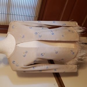 Ann Taylor silk embroidered cardigan